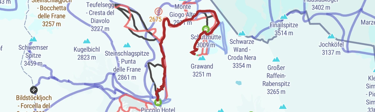 Route map: Percorso sci alpinismo Maso Corto - Grawand